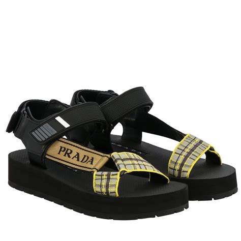 prada fabric flat sandals|Prada women's high heeled sandals.